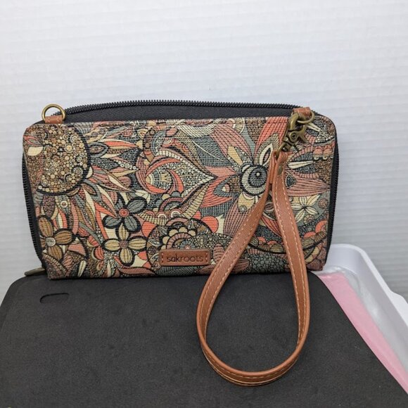 Sakroots Wallet Artist Circle Smart Phone Wristlet Sienna Canvas Boho - Picture 2 of 3